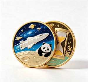 Gold Plated Soft Enamel Panda Hourglass Lapel <b>Pin</b> Round Iron Clothes <b>Badge</b> Gift Collectible - Product Image 3