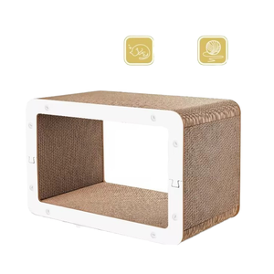 Maison En Carton Pour Chat – Griffoir + Cachette + Couchage, Motifs Trous De Ventilation Amusants