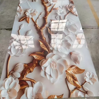 Panneau mural en PVC brillant à haute brillance avec impression florale 3D pour la décoration intérieure