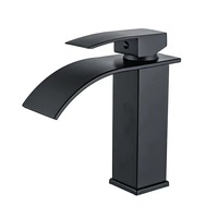 Mélangeurs de lavabo noirs chauds et froids modernes de luxe Robinet de lavabo cascade Robinet de lavabo en acier inoxydable
