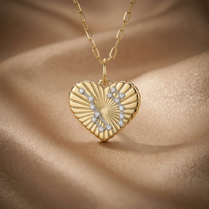 Collier Pendentif Cœur Zodiaque en Diamant de Laboratoire, Bijou Céleste Tendance, Or 10K 14K 18K, Argent 925 935, Cadeau de Mariage Classique - Product Image 1