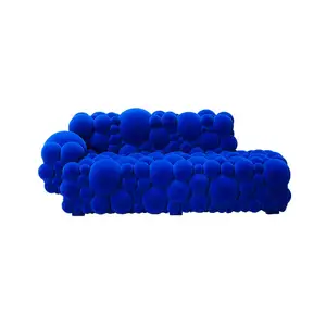 北欧现代创意设计蓝色天鹅绒地板沙发套装分子泡沫海绵沙发客厅沙发休闲躺椅