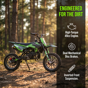 Minimoto de Cross de 2 Tiempos, Nueva, Color Verde Hierro y Negro, para Jóvenes, para Carreras al Aire Libre, Motor BY-067, Gran Potencia, en Oferta - Product Image 2