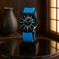 Montre à quartz multifonction pour hommes, coque en alliage, bracelet en Silicone souple, montre-bracelet pour sports de plein air