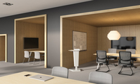 Meubles de bureau modernes et durables en bois, pupitre de salle de formation autoportant de forme trapézoïdale, design en panneaux mélaminés, pieds en métal, bureau