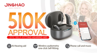 Aides auditives rechargeables JINGHAO JH-DW3 OTC avec contrôle par application et streaming Bluetooth pour seniors souffrant de perte auditive légère à modérée
