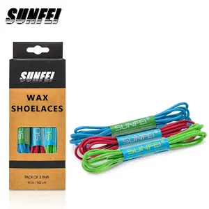 sunfei Fine cotton shoelaces for Golf shoe laces Waxed Round Shoelaces with brand logo custom gift box package