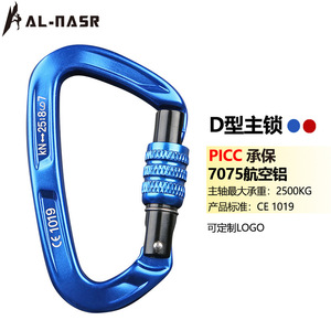 Aluminum Alloy Carabiner Type D 10x6cm Locking Safety Buckle For Rock Climbing Outdoor Fitness - Product Image 5