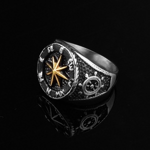 Anillos y Dijes de Acero Inoxidable, Regalos de Joyería para Hombre, Precio al por Mayor, Anillo de Estrella, Brújula y Ancla, Anillos de Dedo Plateados - Product Image 2
