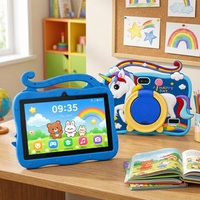 Tablet Anak 7 Inch Android 8.1 2GB 16GB WiFi 1024x600 Biru Tablet PC Anak dengan Casing Silikon Unicorn dan Penyangga
