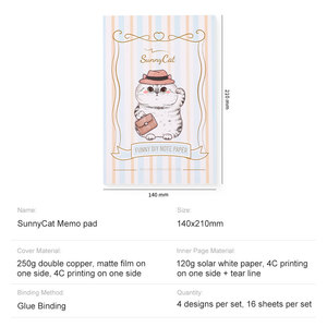 Nắng Mèo Kawaii Dễ Thương Phim Hoạt Hình Biểu Tượng Tùy Chỉnh Memo Pad Tự Dính Có Thể Tháo Rời Ghi Chú Dán Cho Văn Bản Để Làm Danh Sách Tùy Chỉnh - Product Image 2