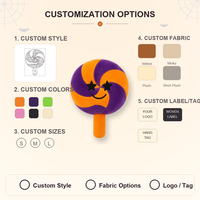 Peluche personnalisée en forme de sucette pour Halloween, jouet en peluche doux, poupée sucette, décoration de fête sur le thème des yeux d'étoile effrayants, faible MOQ, support OEM ODM