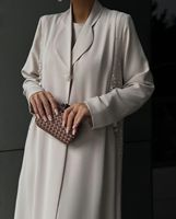 Abaya Classique 2025 – Meilleure Vente Aïd en Turquie avec Perles et Paillettes – Abaya de Luxe Sur Mesure Minimaliste – Kimono Fille – Manteau Fin Musulman – Abaya Arabe