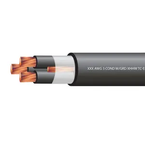 600V 3/C 2 AWG + 3/C 10 AWG POUR LA TERRE, CUIVRE, TYPE CLX MC-HL(XHHW-2), GAINE AL AVEC VESTE EN PVC NOIR Câble TC à prix compétitif