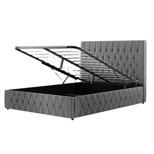 Cadre de lit en tissu ottoman moderne lit king queen size hydraulique et lavable avec ensembles de chambre à coucher de rangement