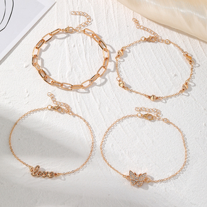 Nouvel ensemble de 4 bracelets de cheville tendance avec pendentif cœur et chaîne pour femme - Collection 2026 - Product Image 5
