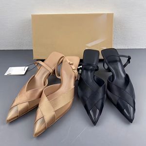 YX 2026 Nuevos Tacones Altos de Mujer con Punta Puntiaguda, Malla Cruzada y Correa Elástica Trasera, Estilo Veraniego Sexy y Fresco - Product Image 4