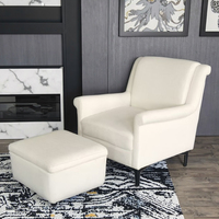 Sans moderne blanc canapé simple fauteuil repose-pieds durables grande taille jambes en métal coussin doux pour salon chambre chaise d'appoint