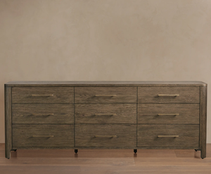 Meubles de chambre à coucher de haute qualité, couleur personnalisable, design américain moderne, commode à 9 tiroirs en chêne - Product Image 4