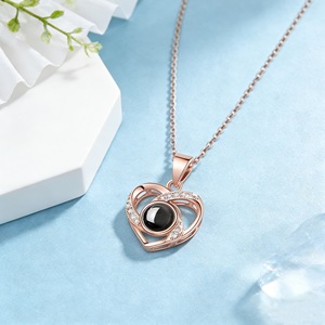 Collar con Proyección de Te Amo en 100 <span class=keywords><strong>Idiomas</strong></span>, Colgante de Corazón con Mensaje Oculto, Joyería Romántica para Parejas, Regalo de San Valentín - Product Image 2