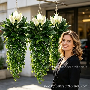 ดอกลิลลี่ประดิษฐ์แบบแขวนตกแต่งเพดานงานแต่งงาน รูปทรงเกลียวสีเขียว - Product Image 5