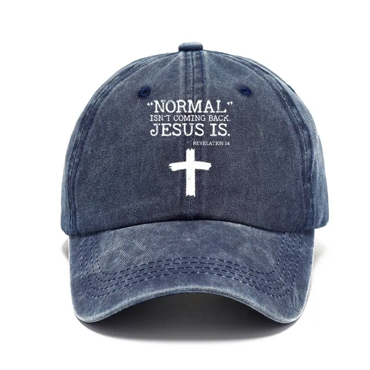 Normal ins't coming back Jesus is Funny Christian Gorra de béisbol Sombrero de papá Ajustable Vintage para Mujeres Hombres Sombreros de camionero unisex