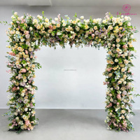 Arche de fleurs artificielles roses, toile de fond carrée en soie de 8 pi x 8 pi pour décoration de mariage, taille personnalisée