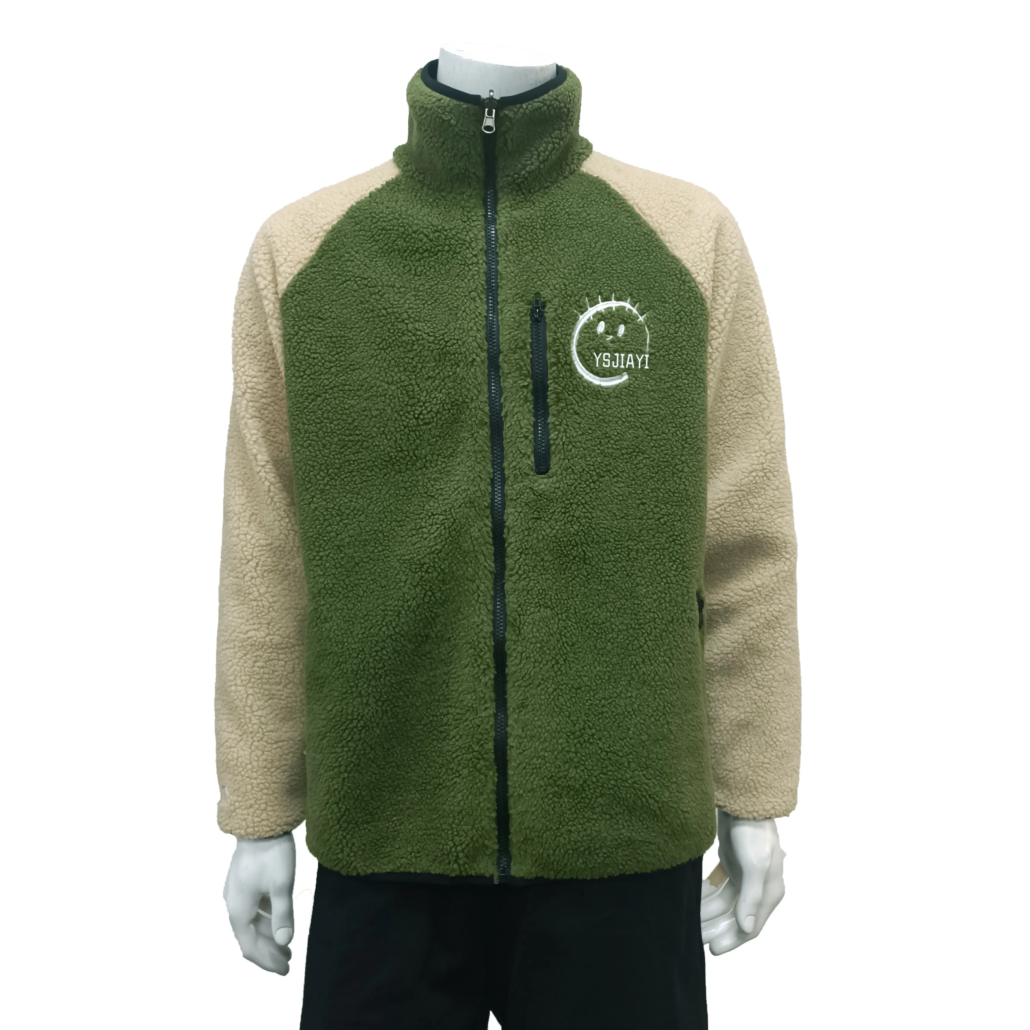 Chaqueta Polar con bolsillos para hombre, abrigo cálido de dos lados con logotipo personalizado, para invierno