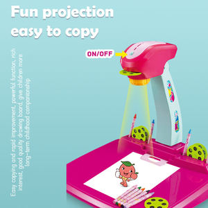 Table d'apprentissage à projection 3 en 1 avec 6 diapositives, 12 marqueurs, tableau de dessin et jouet d'écriture pour enfants, rose et bleu, cadeau - Product Image 4