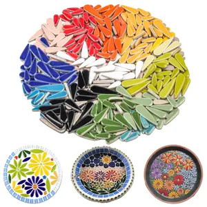 Topo de água acessível lágrima colorida vitrificada arte solta peças de cerâmica DIY mosaico artesanal