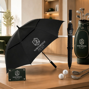 Parapluie de golf en gros, multicolore, classique, double toit, coupe-vent, avec poignée en EVA - Product Image 3