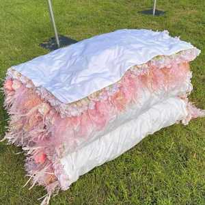 Telón de fondo de boda de tela 3D de pared de flores artificiales rosas de seda Rosa personalizado de 8 pies con elementos decorativos de hortensia - Product Image 1