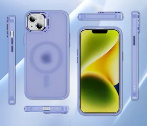 Capa magnética para celular PC galvanizada transparente à prova de choque, capa exclusiva para iPhone 14