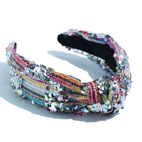 Accessoires pour cheveux personnalisés avec des paillettes arc-en-ciel, bandeau noué avec des paillettes pour femmes, pour les fêtes