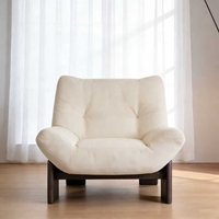 Chaise longue Emmi en vente chaude, en polaire Teddy, pieds en bois massif, chaise longue design haut de gamme pour salon, chambre à coucher, hôtel