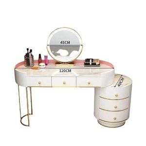 Tocador <span class=keywords><strong>de</strong></span> Lujo para Dormitorio <span class=keywords><strong>con</strong></span> <span class=keywords><strong>Espejo</strong></span> Iluminado y Bombillas LED, Tocador Ecológico para Apartamento - Product Image 4