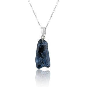 Collier pendentif en pierre précieuse naturelle Pietersite, pierre roulée, sertissage clos, bijou unisexe, cadeau - Product Image 1