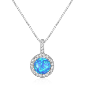 Original Design S925 Sterling Silver Rhodium Plated Trendy Women's Multicolor Cubic Zircon Fire Opal Pendant Necklace Factory - Product Image 1
