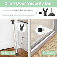 Barre de sécurité pour porte et barre de sécurité pour porte coulissante (lot de 2) avec fer de haute qualité