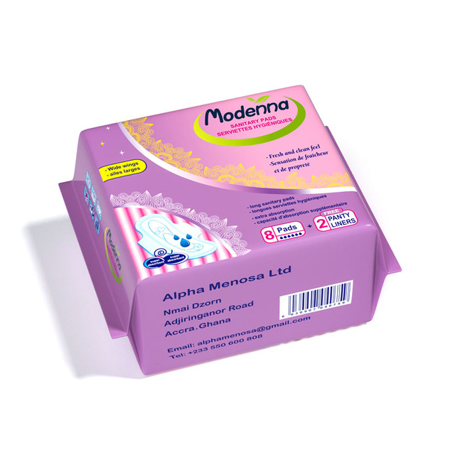 China Made High Quality Organic Cotton Super Absorbent Ultra Thin Winged Sanitary Napkin Pads PE Backsheet 290mm Length for