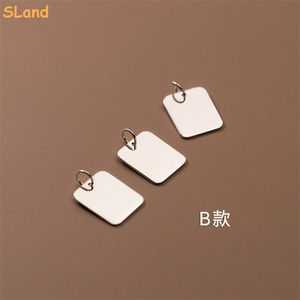 SLand Jewelry en ligne en gros Formes géométriques rectangle et carré 925 étiquettes de chien en argent <span class=keywords><strong>sterling</strong></span> pour hommes DIY nom gravure - Product Image 3