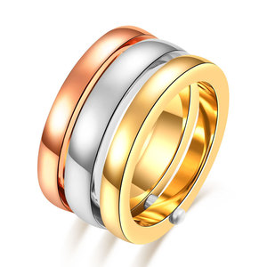 Bague rotative détachable en acier inoxydable à trois anneaux et trois couleurs, 12 mm, pour femme, bijou cadeau, design géométrique - Product Image 1