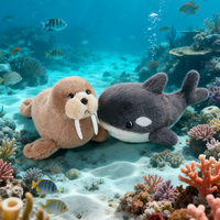 Koleksi Mainan Hewan Laut Berbulu Imitasi Premium Berkualitas Tinggi, Boneka Hewan Laut Lucu Grosir Pabrik OEM ODM Kustom