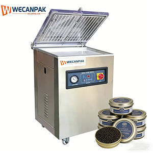 Machine de scellage sous vide pour caviar, robuste, en acier inoxydable 304, avec arrêt d'urgence, semi-automatique, pour la sécurité en usine, Wecanpak, garantie 1 an - Product Image 1
