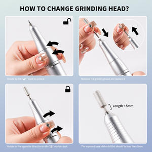 Taladro eléctrico para uñas de 45000RPM con base profesional pulidor de uñas para esmalte de Gel, lijadora de uñas, herramienta de manicura V8 - Product Image 5