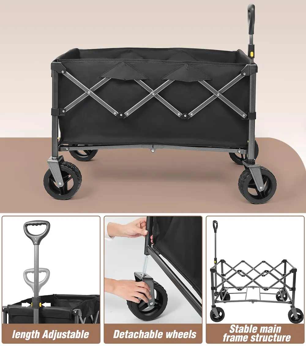 Portable picnic outdoor garden camping beach cart foldable trolley beach wagon collapsible folding wagon