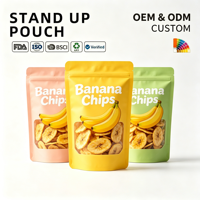 Sachet d'emballage personnalisé de haute qualité avec fermeture éclair, résistant à l'humidité, pour chips de yam, snacks, noix et bananes séchées, 100g 250g