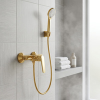 Robinet de lavabo mural en laiton à poignée unique, design européen moderne, avec cartouche céramique, mitigeur chaud/froid