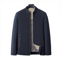 Nouvelle veste varsity décontractée pour homme en tissu peigné 100 % polyester, col montant zippé, coupe-vent et écologique, tricotée pour l'hiver