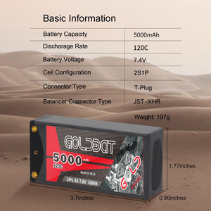 GPR POWER OEM Shorty Hard Case Battery HV 7.4V 5000mAh 120C RC Trucks XT60 Plug CE Certified - Product Image 3